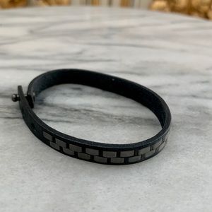 J.Crew Genuine Leather Beaded Bracelet Black